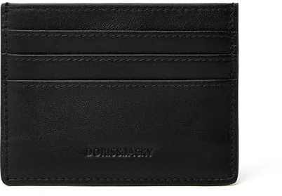 DORIS&JACKY Minimalist Leather Card Holder Wallet, Slim Lambskin Credit Card Case Card Protector, 6 Card Slots Thin Business Wallet for Men and Women(DS901-Black)