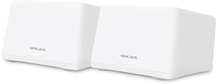 【Nuevo Wi-Fi7】 Mercusys Halo H47BE(2-Pack) - BE9300 Tri-Band Wi-Fi Mesh 7, hasta 9.3 Gbps, Cobertura de hasta 550 m², 3X 2.5G Puertos, fácil config de App | Conecta más de 200 Dispositivos