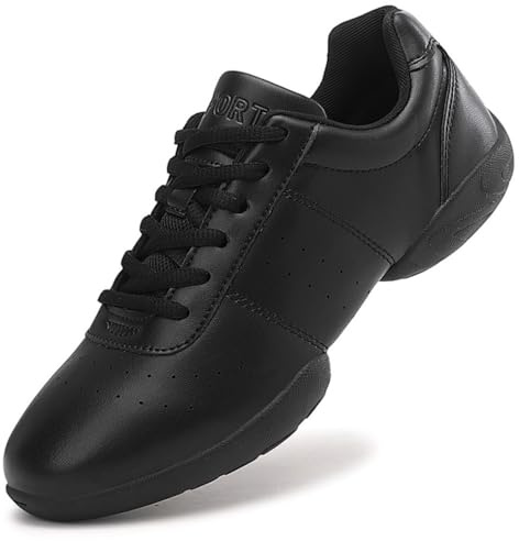 GlideMoves Scarpe da Cheerleading per Ragazze, Danza, Sport Giovanile, Atletica, Allenamento, Tennis, Camminata, Traspiranti, Gara, Tumbling, Adulto, Donna, Uomo, Nero, 37