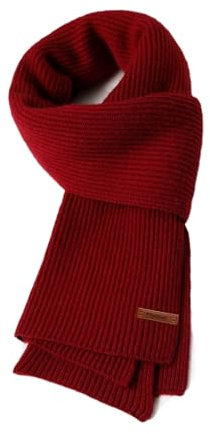 Flysluo Schal Damen Herren, Klassischer Gestrickter Loop Damen Herren Schal Winter Warm Lange Knit Scarf Strickschal Winterschal Feinstrick Unisex,Größe 185 x 35 cm，Burgunderrot