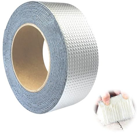 Cinta de Butilo Impermeable Autoadhesiva,5cm x 10m Cinta Adhesiva Super Selladora,Flex Tape Prueba de Fugas,Cinta Aluminio Adhesiva para Goteras, Huecos en el Marco de Ventana o Roturas de Tuberías