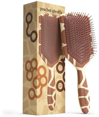 FRAMAR Giraffe Paddelbürste - Haar Bürste Ohne Ziepen Haarbürsten Für Langes Haar, Haarbürste Damen, Wet Hair Brush, Entwirrbürste Lange Haare, Detangler Bürste, Locken Bürste Haare.