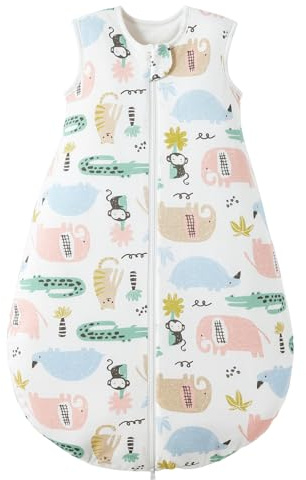 LULUMONKEY 1.5 Tog Baby Sleeping Bag 6-18 Months, Soft 100% Cotton Baby Wearable Blanket for Newborn Sleep Sack, Animal