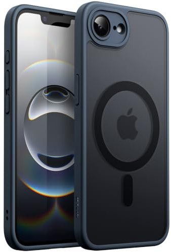 JETech Coque Mate Magnétique pour iPhone 17e/16e, Bleu Orage | Compatible avec MagSafe, Dos Translucide Mat, Étui Housse Protection Fine Antichoc