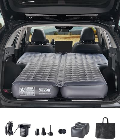 VEVOR Matelas Gonflable pour Voiture, lit Gonflable épais Oxford, Matelas de Couchage Portable Confortable et Durable avec Pompe à air, Embout et Sac de Transport, pour la Plupart des SUV MPV, Gris