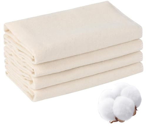 Organisk bomullsflanell för ricinolja 4 st 40 x 18 cm återanvändbar ricinolja flanell mjuk absorberande ekologisk bomullstrasa för buken, lever, leder och mer