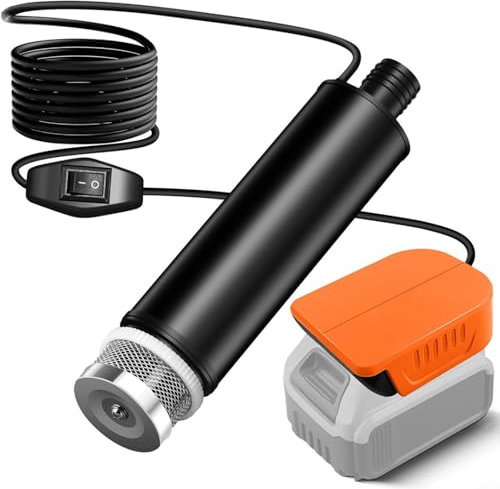 Pompa portatile per trasferimento dell'acqua con adattatore a batteria, portata di 635 galloni, pompa termoplastica ABS a basso rumore per Bosch per batterie Dewalt da 18 V, piscina stagno da giardino