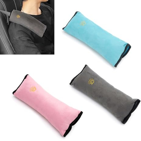 Galenecx 3 Stück Gurtschoner, Polyestermaterial Gurtpolster Auto, Abnehmbar Autositz Gurtpolster Bezug, Paste Sicherheitsgurt-Pads, für Erwachsene, Kinder, Frauen und Männer