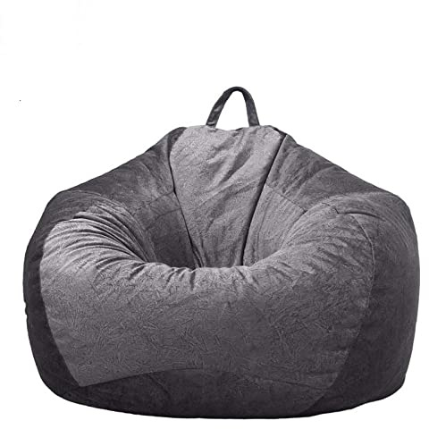 Fodera per poltrona sacco di alta qualità, copertura per poltrona sacco (senza imbottitura), per uso interno ed esterno, perfetta per adulti e ragazzi, grigio scuro, 60 x 70 cm