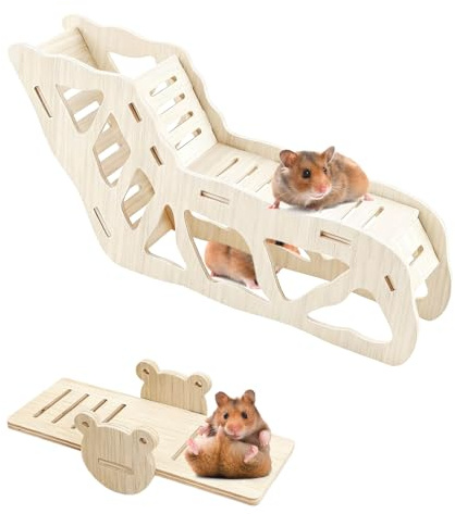 LIULINY Casetta per Criceti in Legno con Scalini, Giocattolo da Arrampicata in Legno Casetta Criceto, Scala da Arrampicata per Criceti, Accessori per Gabbia per Porcellini D'India Nani