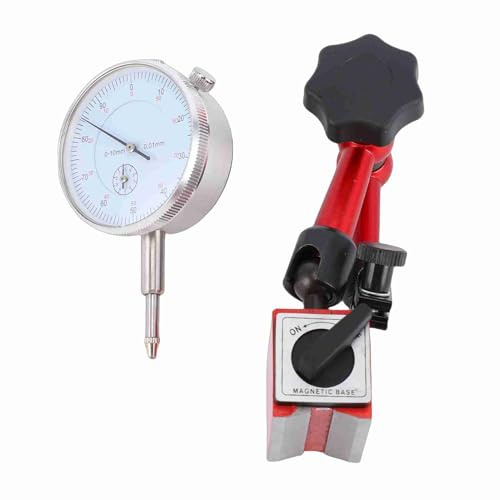 Aumotop Mini Magnetic Base Flexibel Magnetic Base Hållare Urtavla Indikator Elektronisk Indikatormätare Metallverktygssats för Precisionsarbetsstycke Fältinspektion Röd Silver 2 Styck Set (1)