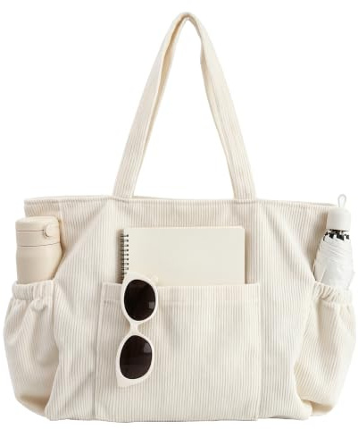 ZhengYue Corduroy Women Tote Bag,Large Capacity Shoulder Bag with Zipper