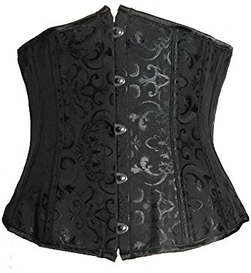 Bslingerie® Womens Brocade Lace Up Back Underbust Boned Corset (UK 20-22 (4XL), Black)