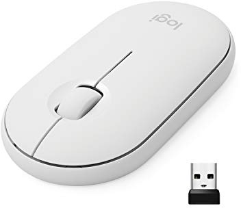 Logitech M350 Pebble Sans Fil, Bluetooth ou 2,4 GHz avec Mini Récepteur USB, Souris pour Ordinateur avec Clic Sliencieux, Portable/Notebook/PC/Mac/iPad OS - Blanche