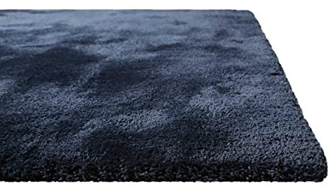 Homie Living I Hochflor Teppich Uni I Modern, weich, flauschig, kuschelig I Für Wohnzimmer Schlafzimmer I Pisa I (70 x 140 cm, Dunkel Blau)