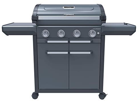 Campingaz Barbacoa de gas Serie 4 Premium S, parrilla de gas con 4 quemadores de acero inoxidable de 13,6 kW, 1 quemador lateral, tapa, termómetro, InstaClean Aqua, sistema modular culinario, cocina