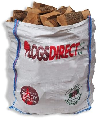 Bulk Dumpy Bag Premium Kiln Dried Hardwood Logs Firewood - Ready to Burn - Suitable for Chimenea Wood Fired Ovens Firepits Open Fires Outdoor Stove Appliance