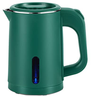 Small Electric Tea Kettle Stainless Steel, 0.8L Portable Mini Hot Water Boiler Heater, Travel Electric Coffee Kettle with Auto Shut-Off & Boil Dry Protection (Green)