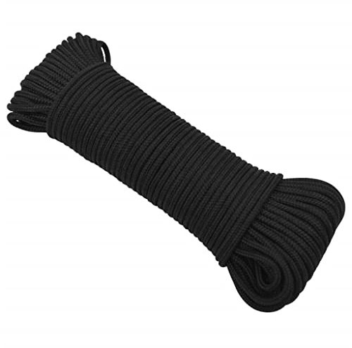 vidaXL Bootsseil Ankerleine Festmacher Tauwerk PP Leine Seil Tau Polypropylenseil Geflochten Flechtleine Schwarz 5mm 250m Polypropylen