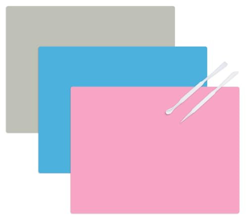 3 Stück Bastelunterlage Kinder, 30X40cm Craft Mat, Malunterlage Abwaschbar, Silikon Matte Küche, Rutschfeste Unterlage, Basteln Silikonmatte für Resin Handwerk Malen