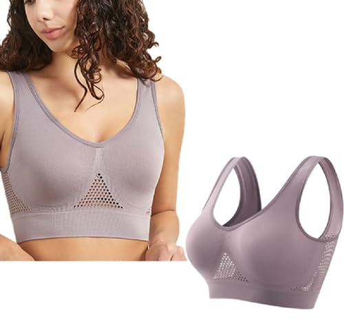 Soutien-Gorge Quotidien Doux Femmes Bretelles Brassière sans Couture avec Coussin Amovible Rembourré Respirant (FR/ES, Alpha/Lettres, Taille Unique, 4TG, Taille Normale, Taille Normale, Violet)