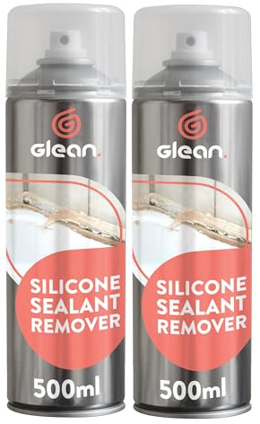 GLEAN Silicone Sealant Remover Spray | 2x500ml | Powerful, Fast Acting Silicone Remover | Easy Application Spray For Removing Bathroom Sealant | Shower Trays, Baths, Sinks, Toilets