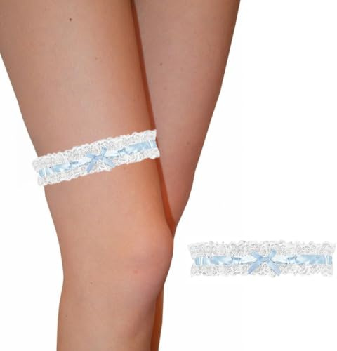 LuLiyLdJ Liga nupcial azul, ligas de encaje azul, regalo de liga de boda nupcial - Algo azul, 2 piezas
