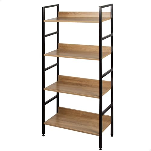 AKTIVE 18417 MAX Home Estantería almacenaje, 4 estantes, 60 x 28 x 126 cm, De Acero y Madera, Fácil Montaje, Resistente y Duradera, Sistema de nivelación, Muebles de salón, Decoración
