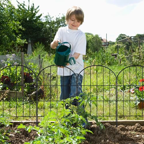 Thealyn Panel decorativo de metal para valla de 61 cm de alto x 33 cm de ancho (10 paneles, longitud total de 3,3 m), color negro