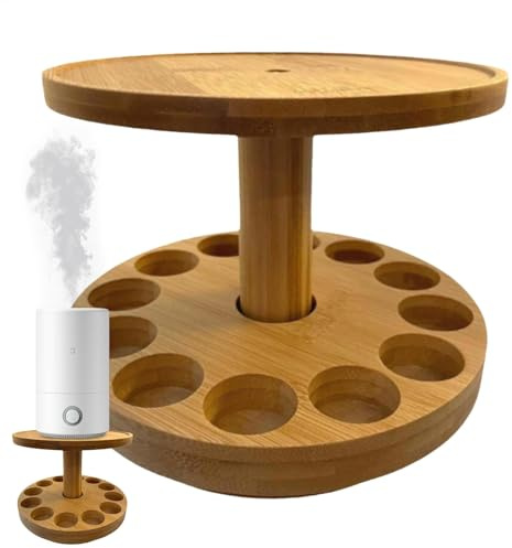 Soporte de exhibición de aceite, difusor de fragancia, estante de aceite de fragancia de madera, estante de perfume cosmético de 2 niveles, estante difusor de aceite de fragancia de 2 niveles,