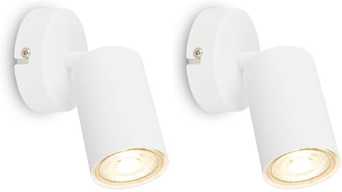 Briloner - Aplique Pared Interior, Orientable, Casquillo GU10, Máx. 9W, Aplique Pared Dormitorio, Lámpara Pared Dormitorio, Aplique, Lámpara de Pared, Lámpara, Focos Pared Interior, 8x15.5 cm, Blanco