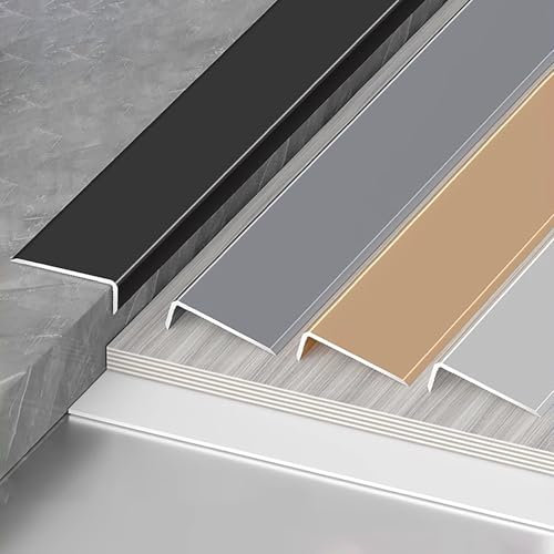Coayuou Angle Profile Made Of Aluminum Tile Edges, Stair Anti-slip Protection, 3 Pieces, 90 Cm Tile End Strip For Edge Finishes When Laying Tiles And Furniture.(Grau,10mm*30mm)