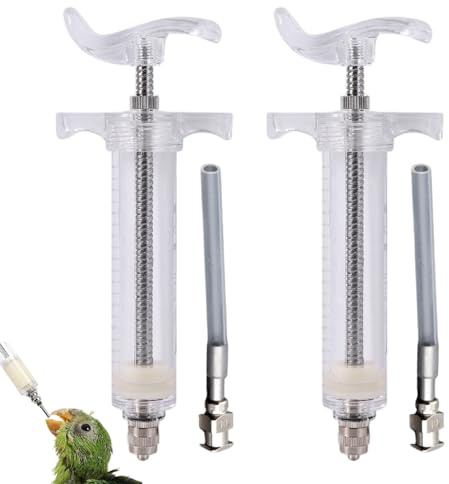 2Pcs Baby Bird Feeding Syringe, 50ml Plastic Bird Feeding Syringe with Curved Tubes Used for Pet Sick Parrot Feed Milk or Medicine