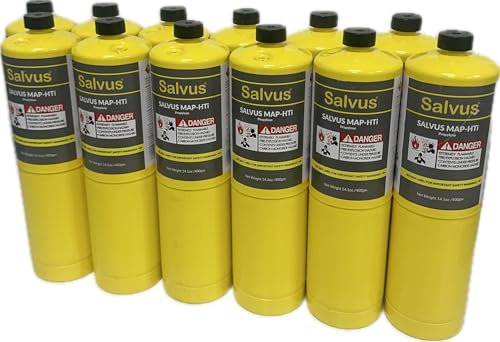 INTERGAS Salvus MAP-HTi Propylene Gas Cylinder – 400g >99.5% Ultra-Pure Hotter Flame Blowtorch Fuel – CGA600 Compatible – Clean Burning, Cold-Weather Reliable – Plumbing, Brazing, Welding, Soldering