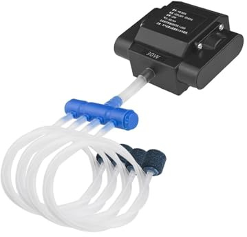 Bomba de aire para acuario, bomba aireadora de oxígeno para peces, sótano, acuario, hidropónica, 4 salidas, bomba de aire con accesorios, tanque de peces (30W-P1, EE. UU.)