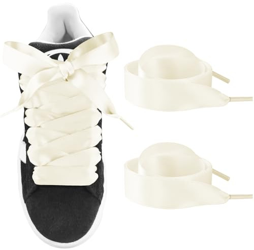 UamGlsob Lacets Satiné Plat 20mm Larges pour Sneakers (Cream,160cm)