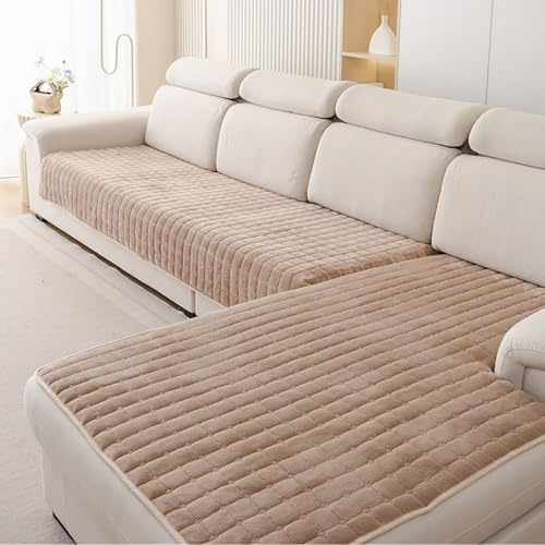 Generisch Weicher Flanell-Sofabezug, Sofa Überzug 1 2 3 4 Sitzer, Couchbezug Sofadecke L Form Ecksofa Couch Überwurfdecke Anti Rutsch für Wohnzimmer Waschbar,Braun,90 * 180cm