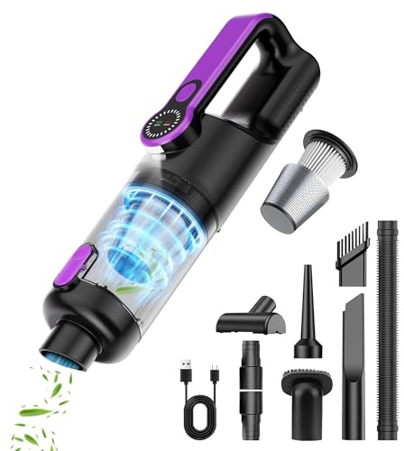 Hilifix Aspirapolvere Auto 26000 PA 4 in 1, Multifunzione Potente Senza Fili con Display a LED, Portatile Ricaricabile per Peli di Animali, Casa, Ufficio, Cucina