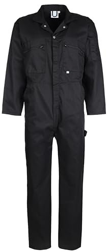 Fort - Zip Front Coverall - Black - 40 - Handy Pockets - Work Overalls for Men