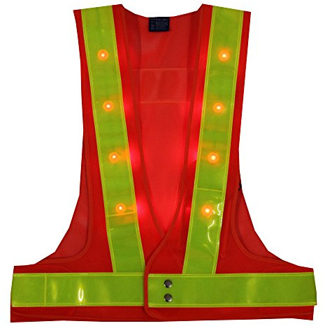 YOA 16 LED Light Up Reflective Safety Vest - High Visibility Warning Vest for Cycling Running Outdoor Night Activities (Orange)