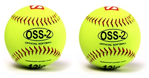 OSS-2 practice softball ball, soft touch, size 12, yellow, 2 pcs