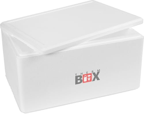 Therm-Box Styroporbox 45W Innen: 53x33x25cm Wand: 3cm Volumen: 45,3L Isolierbox Kühlbox Warmhaltebox Wiederverwendbar