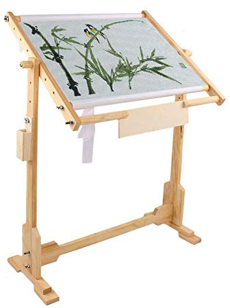 Kreuzstich-Ständer, 100 cm Einstellbarer Stickerei Rahmen 360 Grad Drehung Bodenrahmen Holzrahmen für Sticken Kunsthandwerk