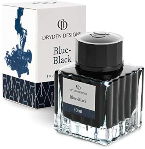 Dryden Designs Fountain Pen Ink Bottle Luxury Edition - Blue-Black - Fountain Pen Bottled Ink Compact Designed Smooth flow 50ml