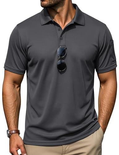 TACVASEN Men's Breathable Golf Polo Shirt Quick Dry Short Sleeve Casual Work Polo T-Shirt