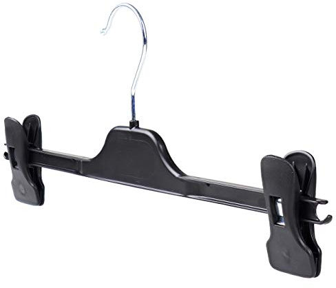 The Hanger Store 20 Black Clip Hangers for Skirts and Trousers, Strong U-Section Plastic