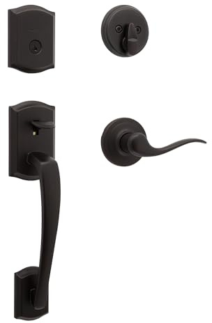 Kwikset CP818PTHTNL-11PS Clear Pack Single Cylinder Prescott Exterior Handleset with Tustin Lever Trim with SmartKey with RCAL Latch and RCS Strike Venetian Bronze Finish