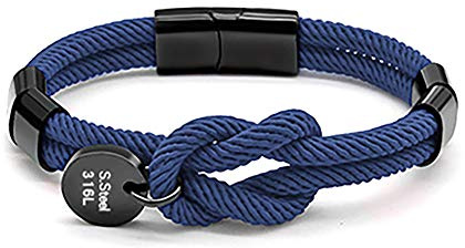ZENSE - Bracelet cordon noeud marin ajustable ZB0319, Bleu