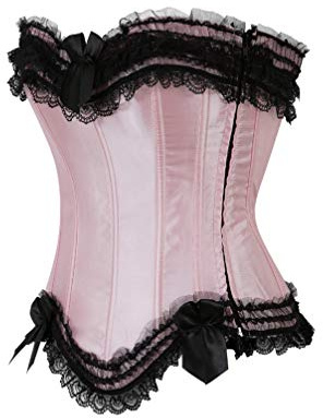 Hengzhifeng Corsetto Pirata Bustino Corsetti Top (EUR 32-34,Rosa Nero)