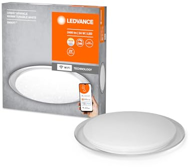 LEDVANCE ORBIS SPARKLE SMART+ WiFi Leuchte Ø 46cm, dimmbare LED Deckenleuchte für den Innenbereich, atemberaubender Glitzereffekt, 24W, einstellbare Farbtemperatur von 2700-6500K, 2500 Lumen, weiß